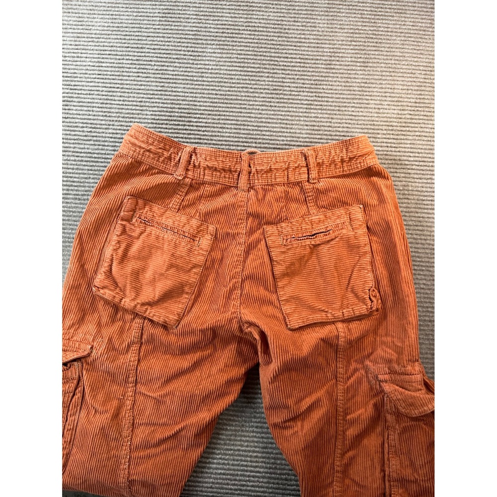 Free People Orange Corduroy Cargo Pants Wide Leg Utility Drawstring Women S - Picture 7 of 14